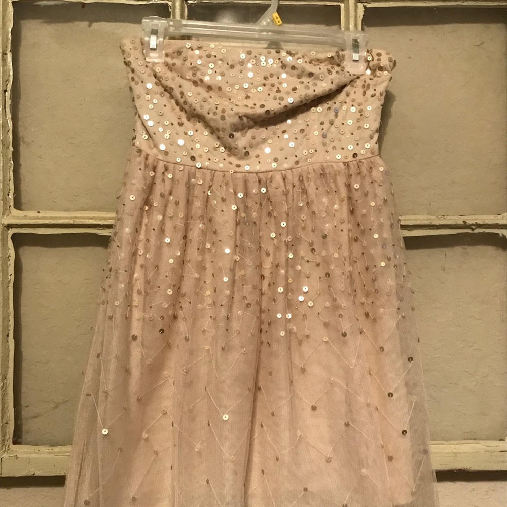 Cream sequin strapless dress